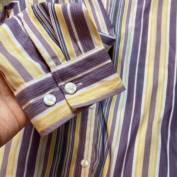 Blair Two Piece Set Long Sleeve Button Down Striped Pajama Top & Satin Bottoms - Picture 6 of 10